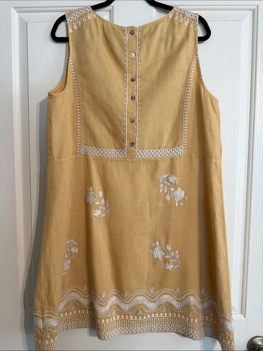 Johnny Was Yellow Embroidered Linen Midi Dress XL - Picture 2 of 2